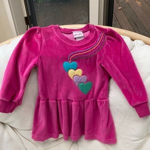 Absolutely Precious Piccolo Hot Pink Drop Waist Dress with Multicolored Hearts